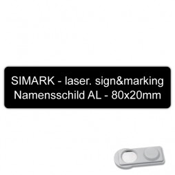 Aluminium-Namensschild - 80x20mm - Magnet